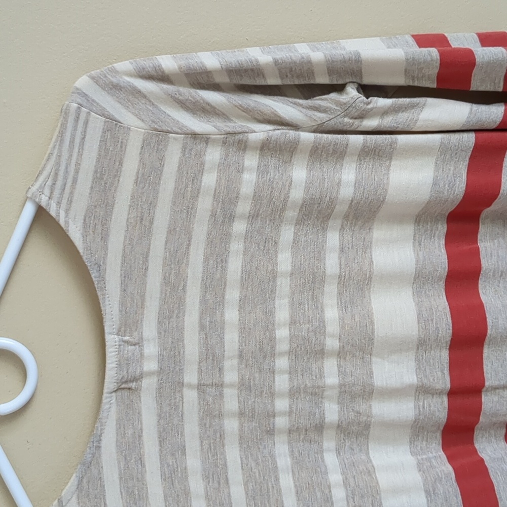 Medium Puella Striped Long Sleeve Darcy Swing Tunic Red & Tan Anthropologie - Picture 12 of 15